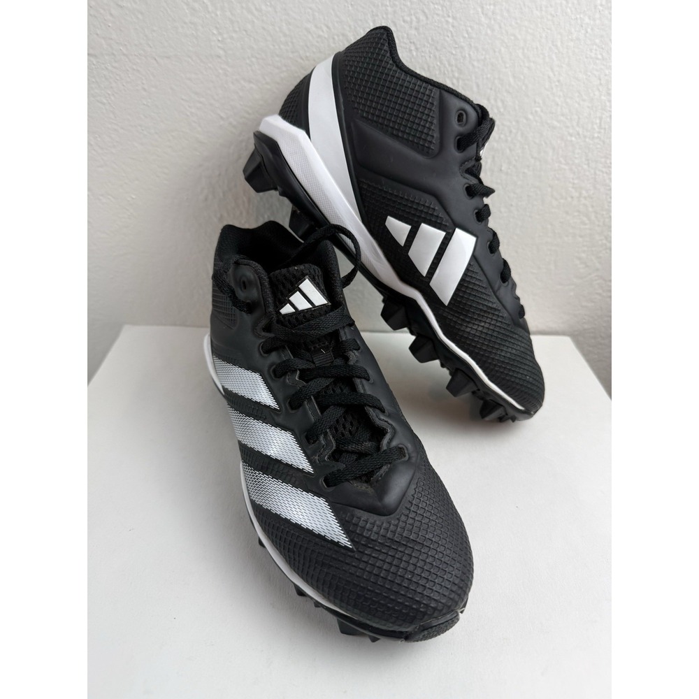 Adidas-Adizero Impact .2 Molded Black White Rubber Football Kids Cleats Size 3